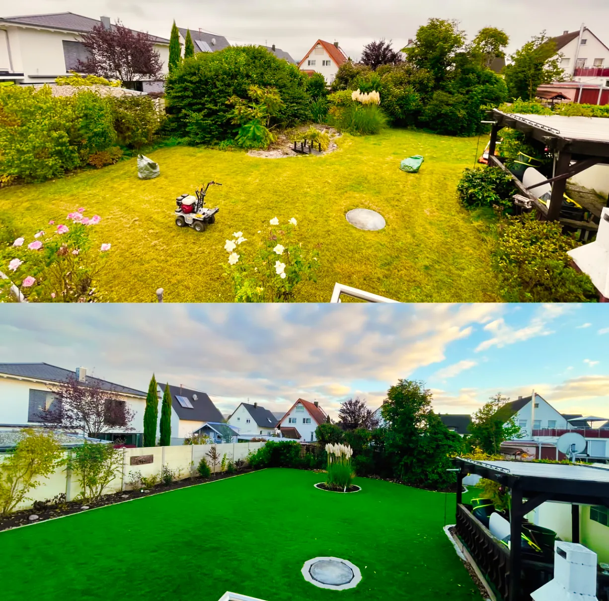 Vorher-Nachher-Beispiel einer Gartengestaltung